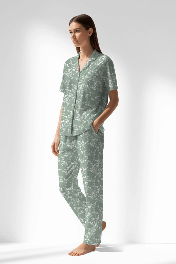 Woman Polyviscon GreenDay Buttoned Pyjama Set - ROTASYON - Image 2
