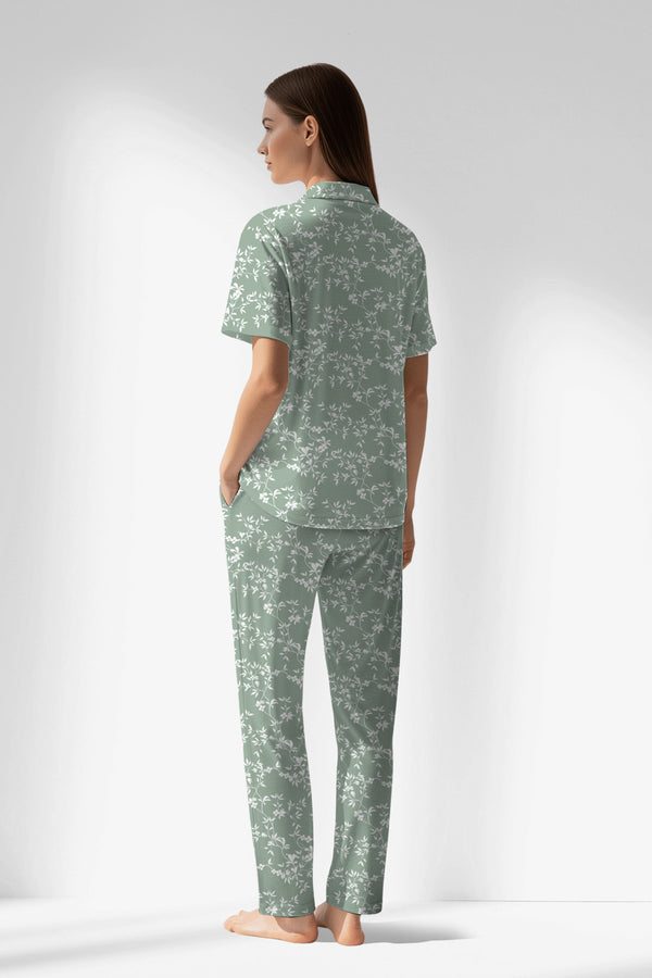 Woman Polyviscon GreenDay Buttoned Pyjama Set - ROTASYON - Image 3