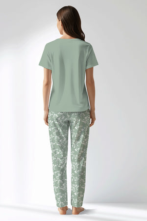 Woman Polyviscon GreenDay Drop Collar Pyjama Set - 15-5706 - Image 3