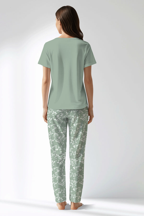 Woman Polyviscon GreenDay Drop Collar Pyjama Set - 15-5706 - Image 3