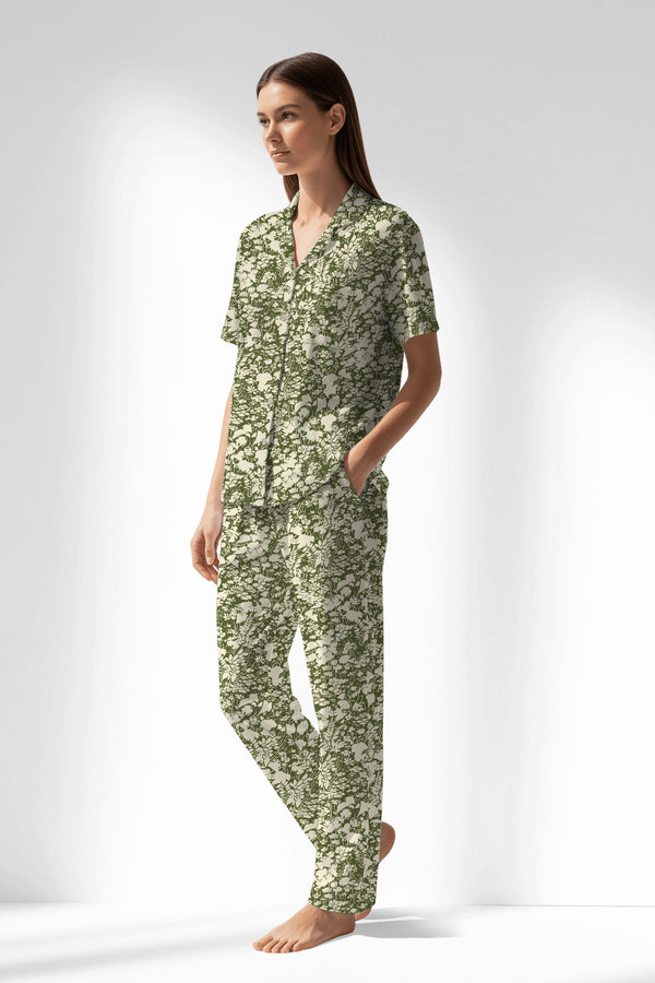 Woman Polyviscon GreenHalo Buttoned Pyjama Set - ROTASYON - Image 2