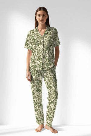 Woman Polyviscon GreenHalo Buttoned Pyjama Set - ROTASYON - Image 1