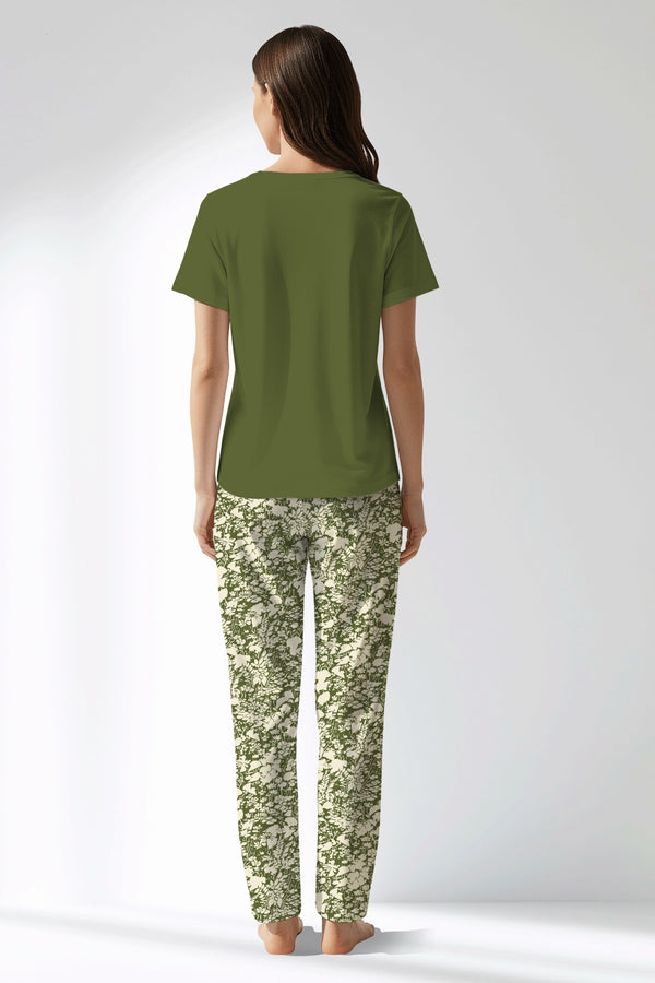 Woman Polyviscon GreenHalo Drop Collar Pyjama Set - B-18-0328 - Image 3