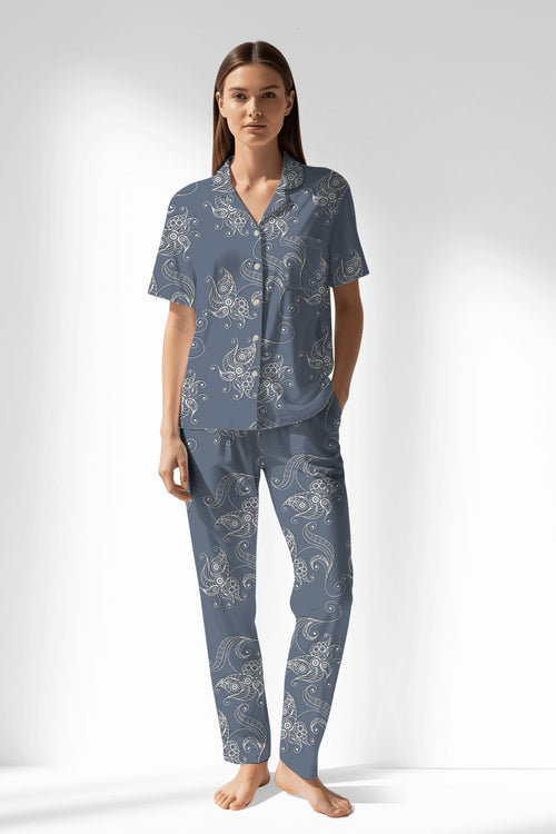 Woman Polyviscon Liliora Buttoned Pyjama Set - ROTASYON - Image 1