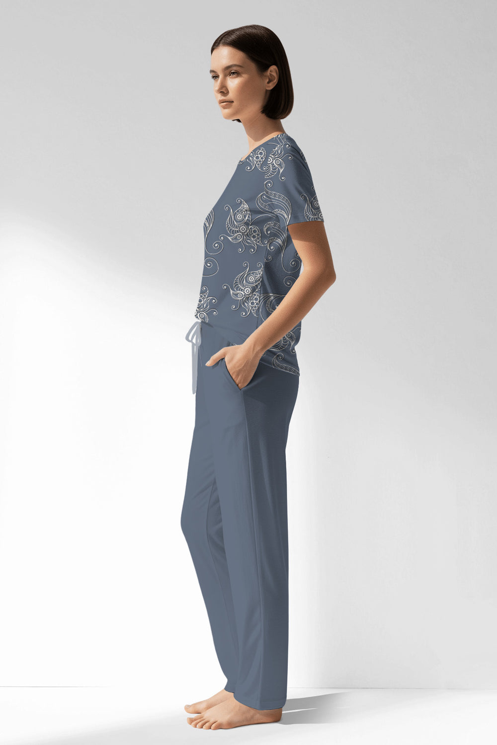 Woman Polyviscon Liliora Pocket Detail Pyjama Set - ROTASYON - Image 1