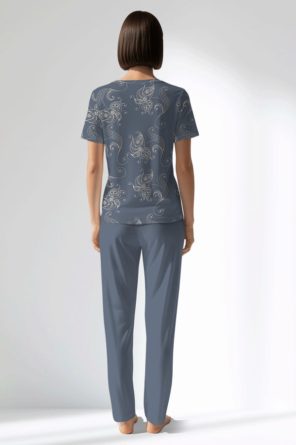 Woman Polyviscon Liliora Pocket Detail Pyjama Set - ROTASYON - Image 3