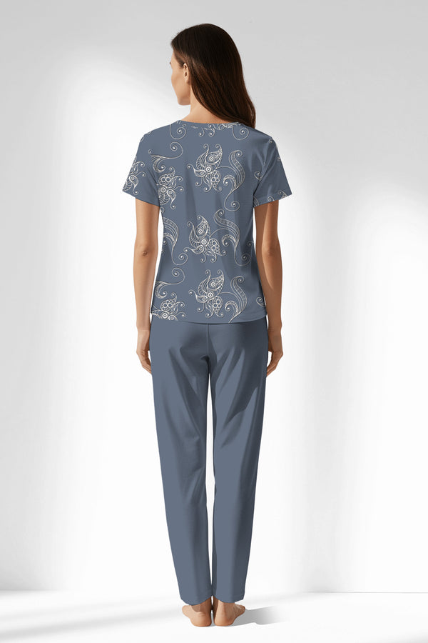 Woman Polyviscon Liliora Buttoned Collar Pyjama Set - ROTASYON - Image 3