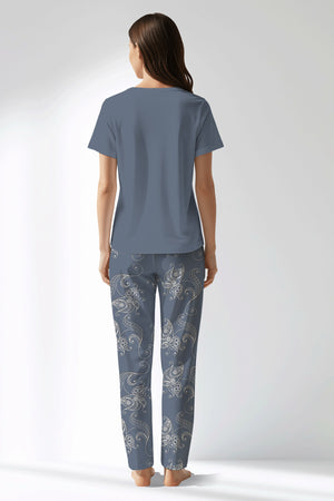 Woman Polyviscon Liliora Drop Collar Pyjama Set - 18-3916 - Image 3