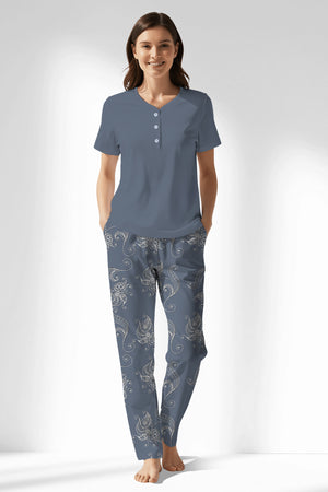 Woman Polyviscon Liliora Drop Collar Pyjama Set - 18-3916 - Image 1