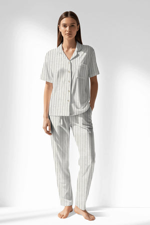 Woman Polyviscon InkWave Buttoned Pyjama Set - ROTASYON - Image 1