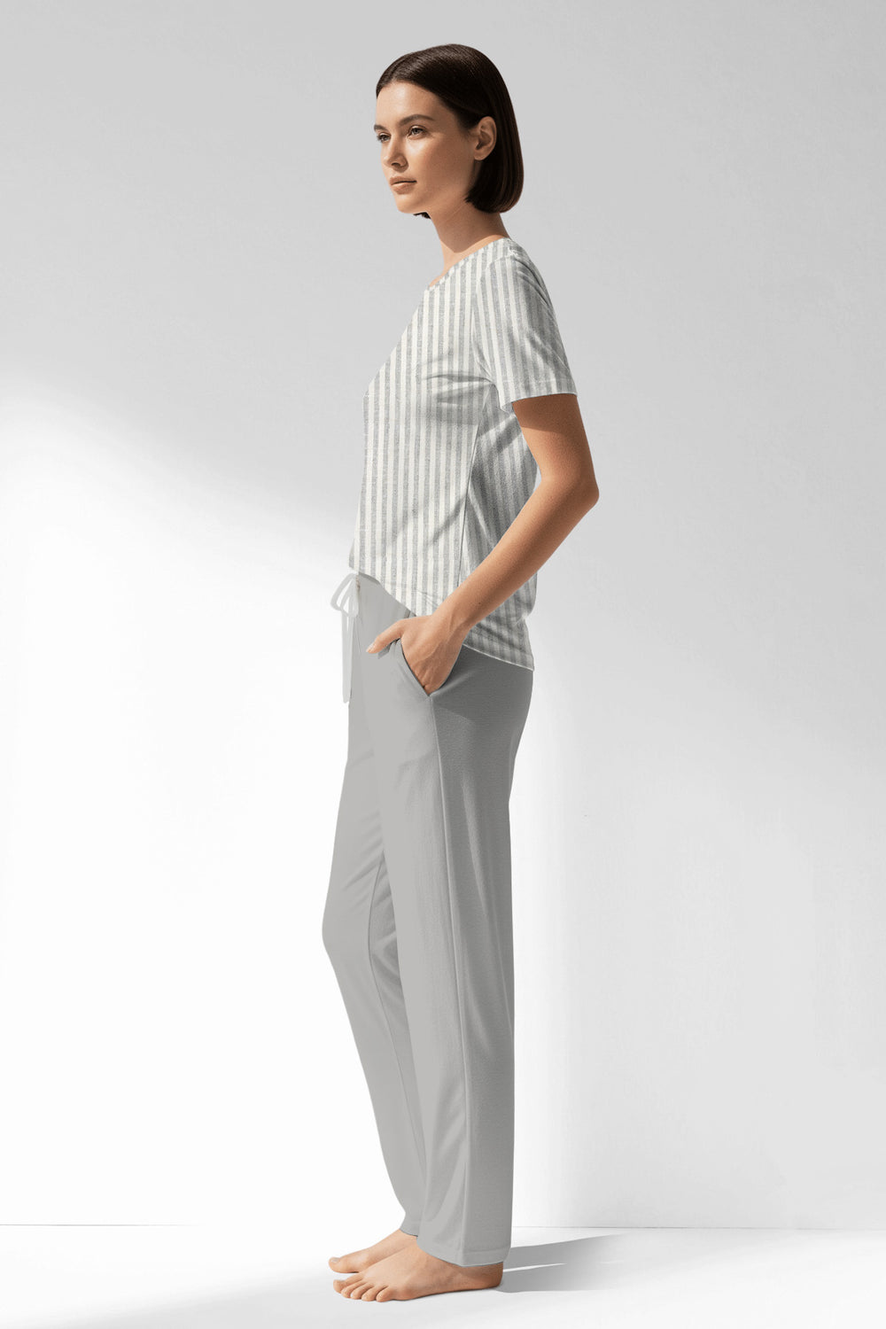 Woman Polyviscon InkWave Pocket Detail Pyjama Set - ROTASYON - Image 1