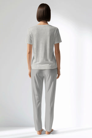 Woman Polyviscon InkWave Pocket Detail Pyjama Set - ROTASYON - Image 3