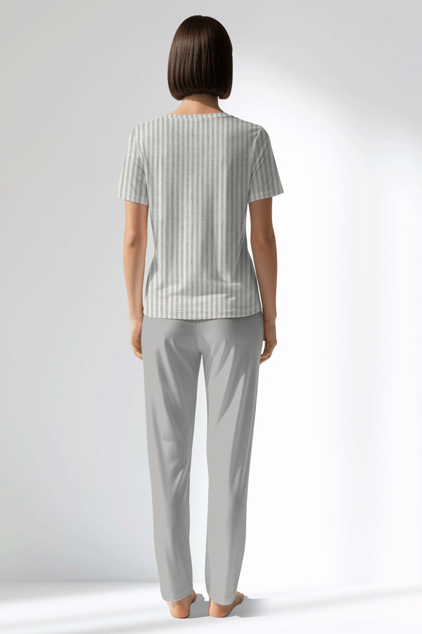 Woman Polyviscon InkWave Pocket Detail Pyjama Set - ROTASYON - Image 3