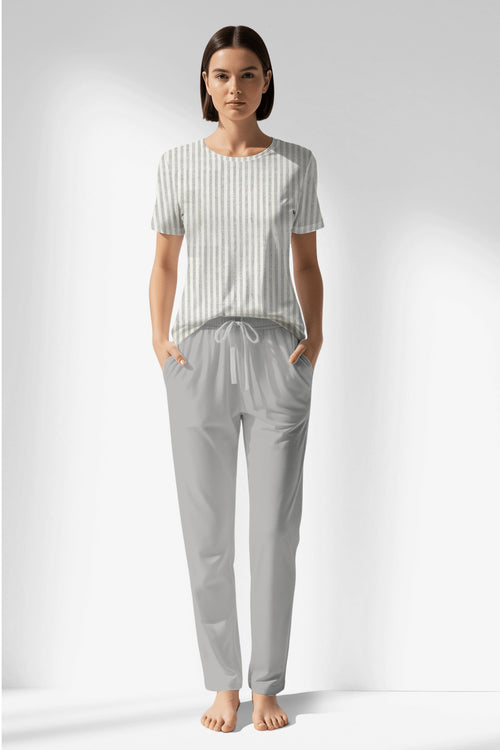 Woman Polyviscon InkWave Pocket Detail Pyjama Set - ROTASYON - Image 1