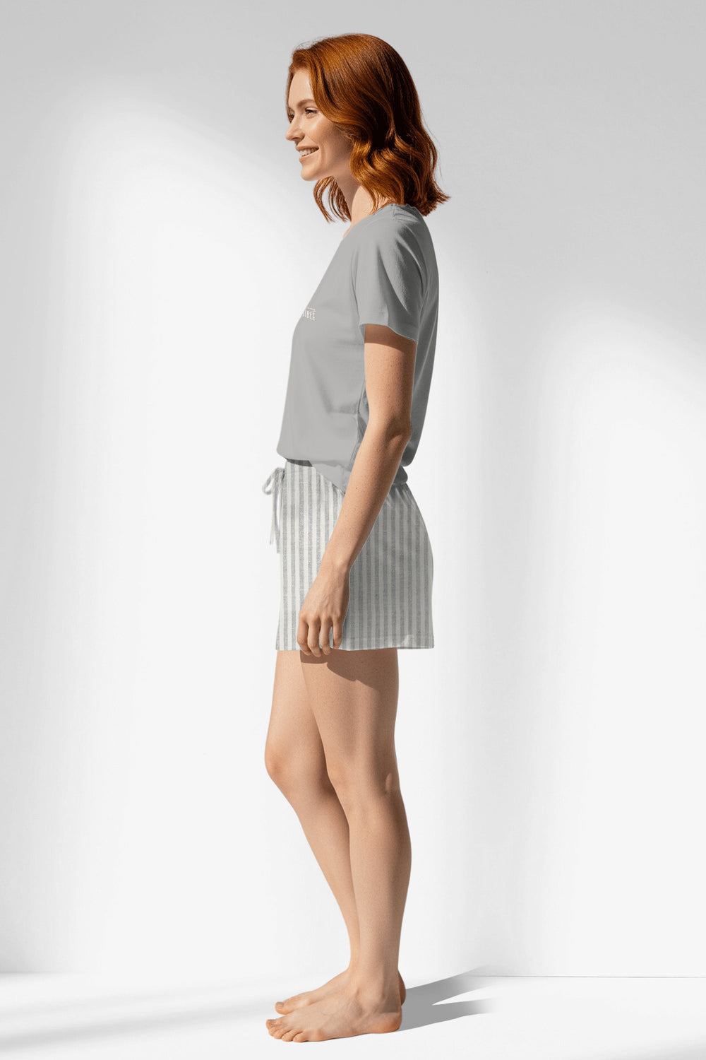 Woman Polyviscon InkWave Short Set - METRAJ GRI - Image 1