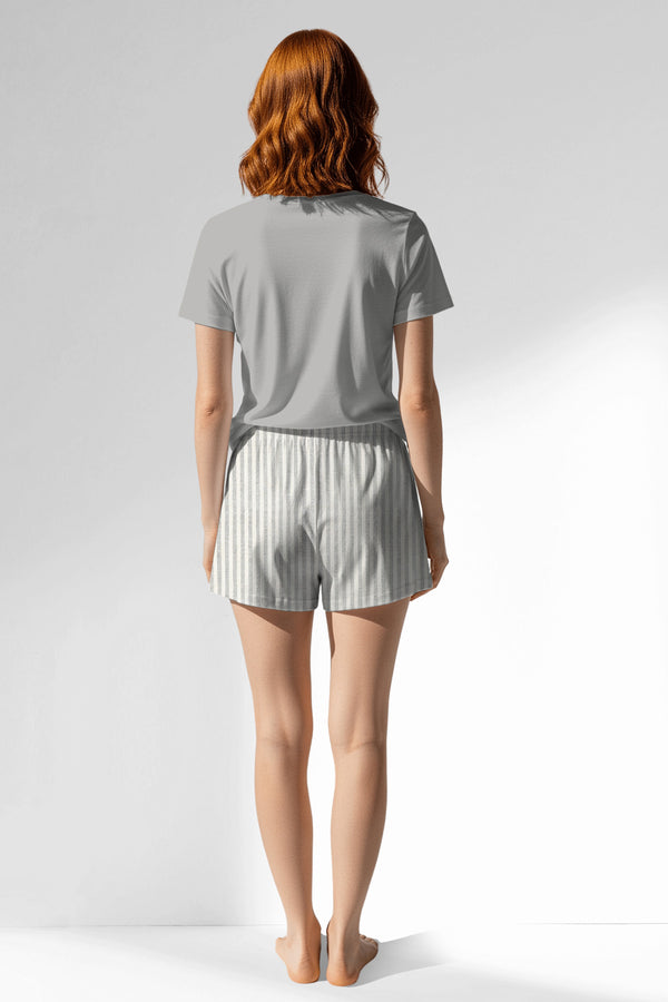 Woman Polyviscon InkWave Short Set - METRAJ GRI - Image 3