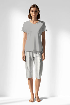 Woman Polyviscon InkWave Capri Set - METRAJ GRI - Image 3