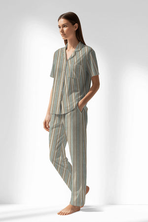 Woman Polyviscon LineFlow Buttoned Pyjama Set - ROTASYON - Image 2