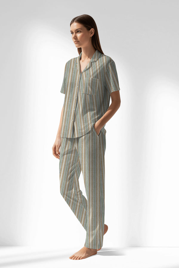 Woman Polyviscon LineFlow Buttoned Pyjama Set - ROTASYON - Image 2