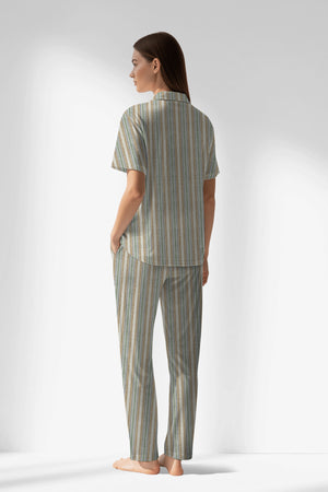 Woman Polyviscon LineFlow Buttoned Pyjama Set - ROTASYON - Image 3