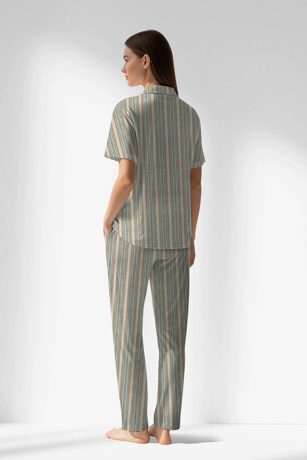 Woman Polyviscon LineFlow Buttoned Pyjama Set - ROTASYON - Image 3