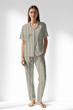 Woman Polyviscon LineFlow Buttoned Pyjama Set - ROTASYON - Image 1