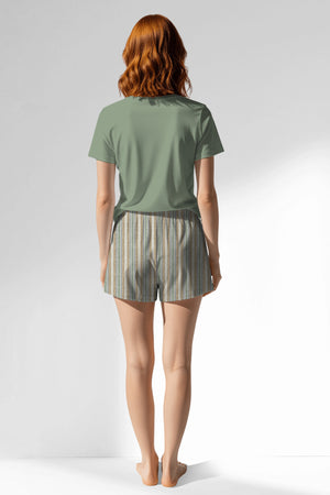 Woman Polyviscon LineFlow Short Set - METRAJ YEŞİL - Image 3