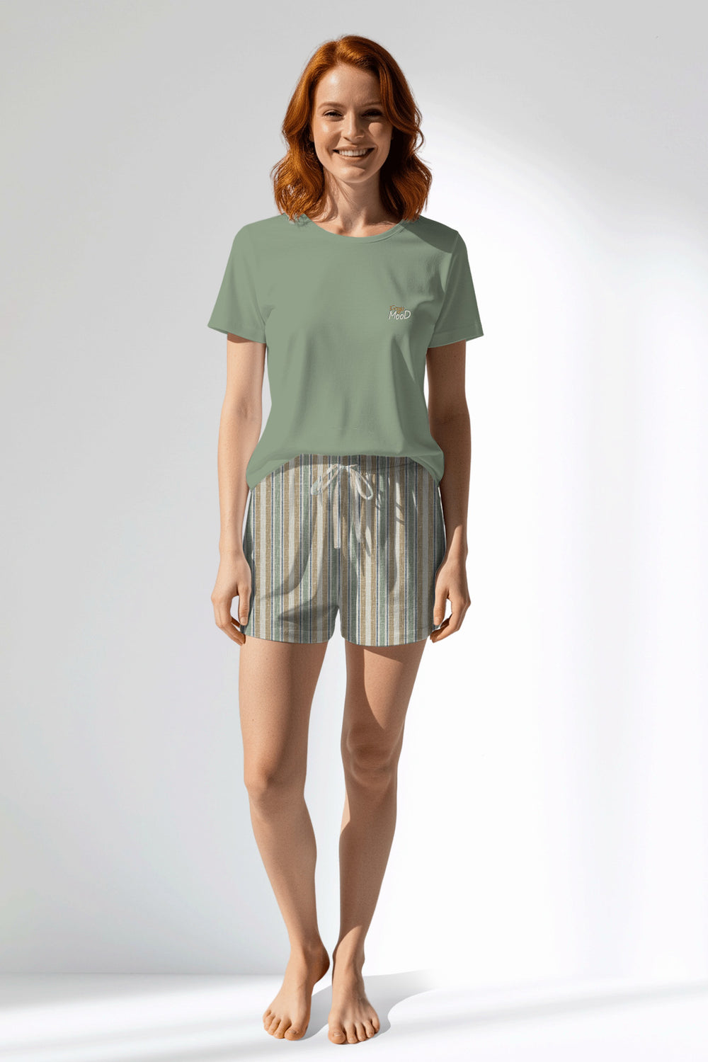 Woman Polyviscon LineFlow Short Set - METRAJ YEŞİL - Image 1