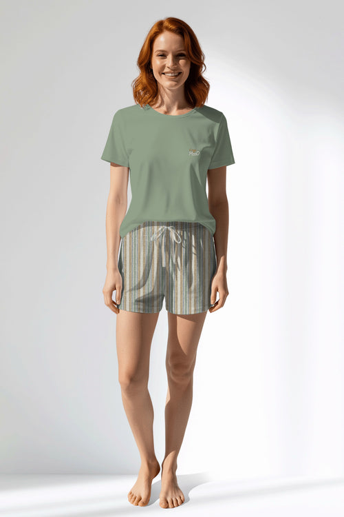 Woman Polyviscon LineFlow Short Set - METRAJ YEŞİL - Image 1