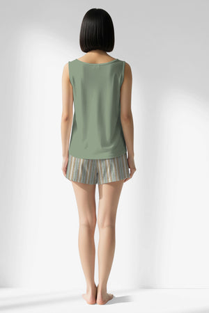 Woman Polyviscon LineFlow Thick Strap Short Set - METRAJ YEŞİL - Image 3