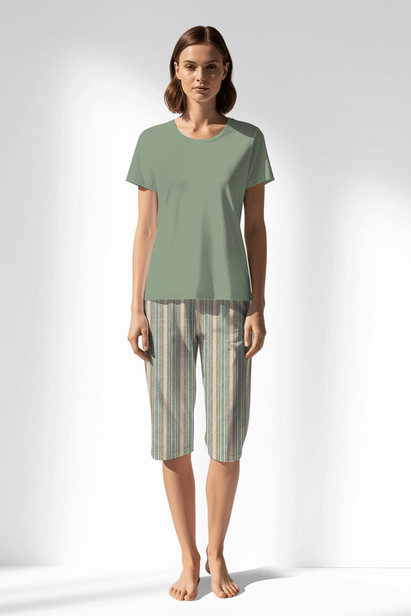 Woman Polyviscon LineFlow Capri Set - METRAJ YEŞİL - Image 3