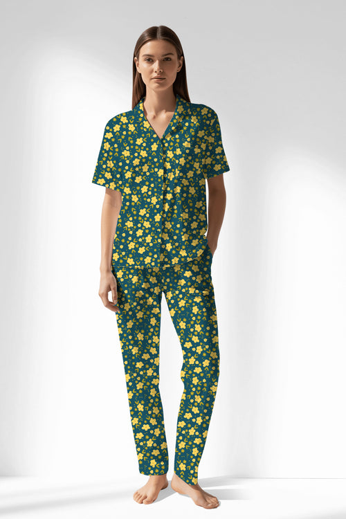 Woman Polyviscon Sunrise Buttoned Pyjama Set - ROTASYON - Image 1