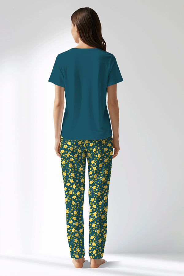 Woman Polyviscon Sunrise Drop Collar Pyjama Set - 19-4526 - Image 3