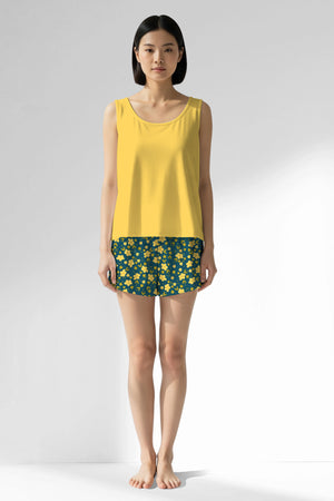 Woman Polyviscon Sunrise Thick Strap Short Set - B-13-0850 - Image 1