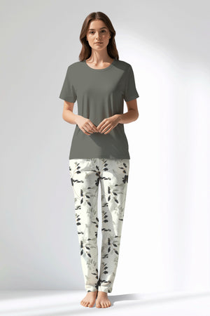 Woman Polyviscon Armonelle Pyjama Set - B-YAPRAK YEŞİL - Image 1