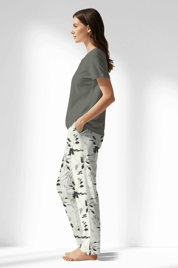 Woman Polyviscon Armonelle Drop Collar Pyjama Set - B-YAPRAK YEŞİL - Image 2