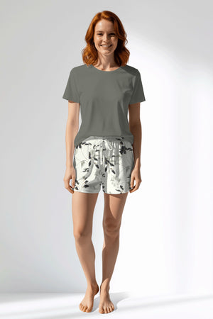 Woman Polyviscon Armonelle Short Set - B-YAPRAK YEŞİL - Image 1