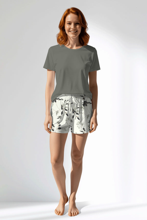 Woman Polyviscon Armonelle Short Set - B-YAPRAK YEŞİL - Image 1