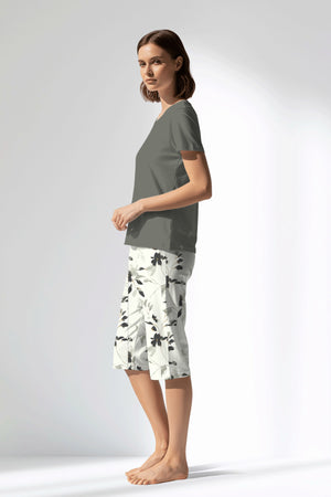 Woman Polyviscon Armonelle Capri Set - B-YAPRAK YEŞİL - Image 2