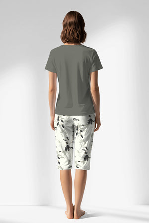 Woman Polyviscon Armonelle Capri Set - B-YAPRAK YEŞİL - Image 3