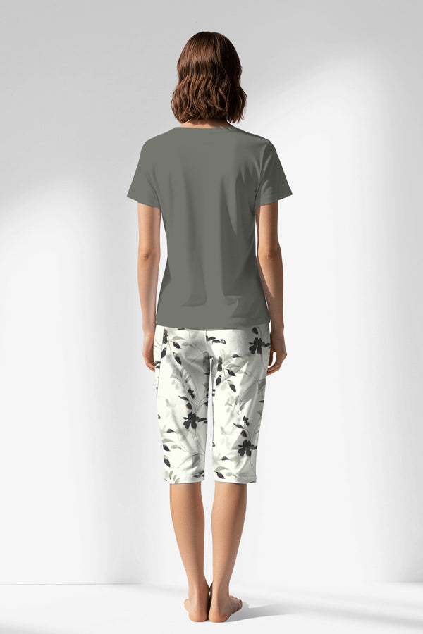 Woman Polyviscon Armonelle Capri Set - B-YAPRAK YEŞİL - Image 3