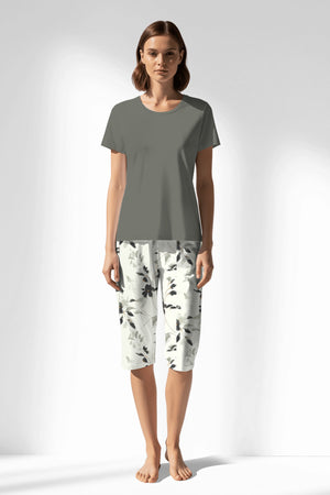 Woman Polyviscon Armonelle Capri Set - B-YAPRAK YEŞİL - Image 1