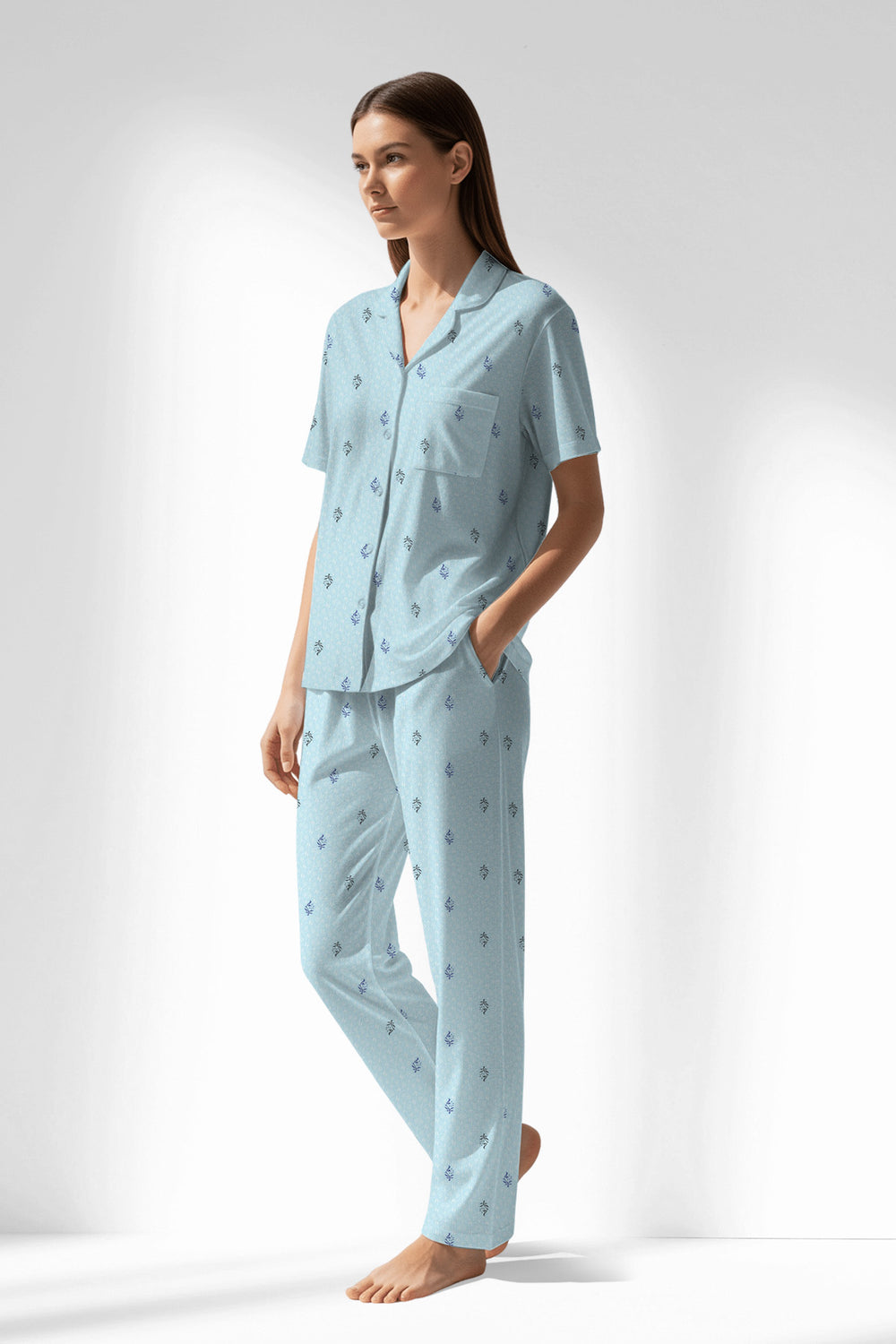 Woman Polyviscon Arvelin Buttoned Pyjama Set - ROTASYON - Image 1