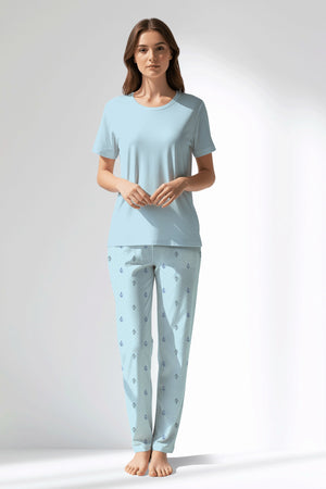 Woman Polyviscon Arvelin Pyjama Set - METRAJ ZEMIN - Image 1