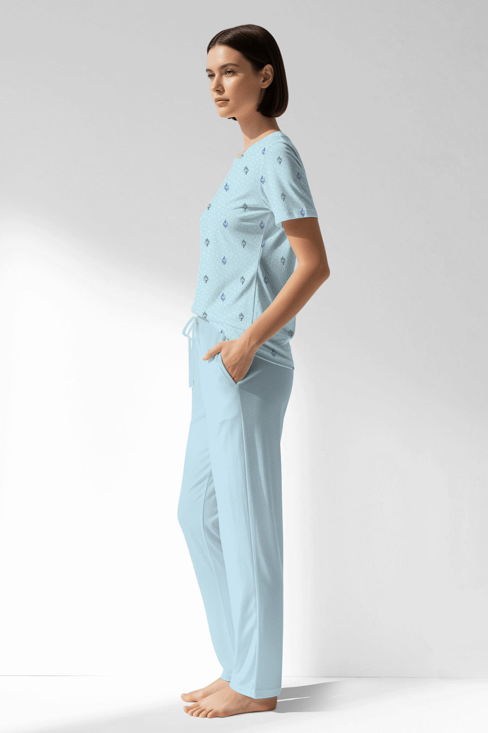 Woman Polyviscon Arvelin Pocket Detail Pyjama Set - ROTASYON - Image 1