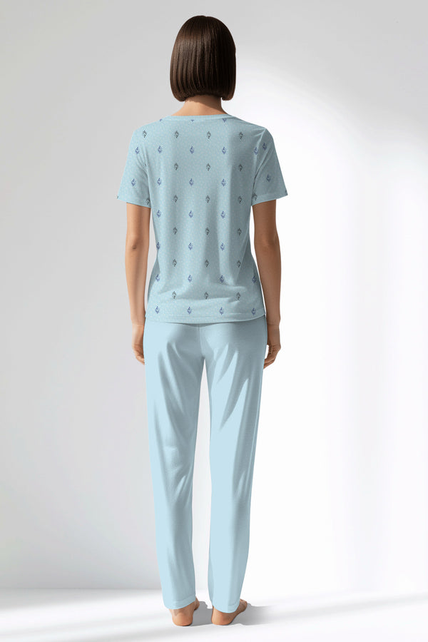 Woman Polyviscon Arvelin Pocket Detail Pyjama Set - ROTASYON - Image 3