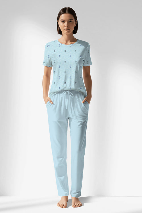Woman Polyviscon Arvelin Pocket Detail Pyjama Set - ROTASYON - Image 1
