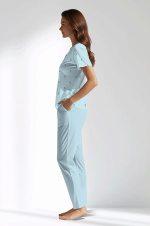 Woman Polyviscon Arvelin Buttoned Collar Pyjama Set - ROTASYON - Image 2