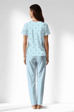 Woman Polyviscon Arvelin Buttoned Collar Pyjama Set - ROTASYON - Image 3