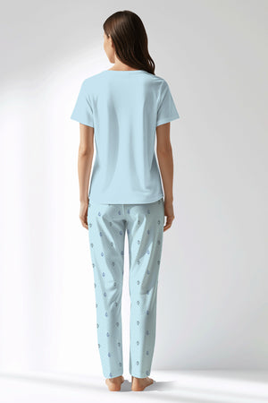 Woman Polyviscon Arvelin Drop Collar Pyjama Set - METRAJ ZEMIN - Image 3